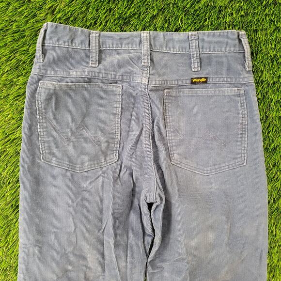 Vintage 70s Wrangler Bootcut Corduroy Pants 27x31 Faded Blue - Picture 13 of 16